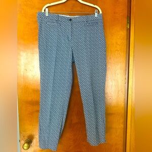 Brooks Brothers Navy Geometric Cropped Dress Pants, Size 12
